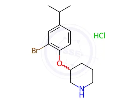 Chemical structure of 3-(2-Bromo-4-isopropylphenoxy)piperidine hydrochloride