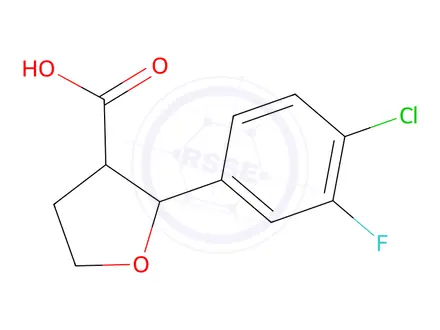 Chemical structure of 2-(4-Chloro-3-fluorophenyl)tetrahydrofuran-3-carboxylic acid