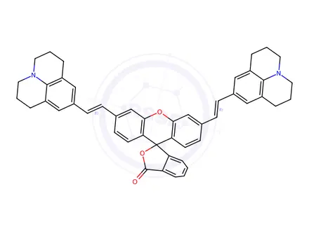 Chemical structure of 3',6'-bis((E)-2-(1,2,3,5,6,7-hexahydropyrido[3,2,1-ij]quinolin-9-yl)vinyl)-3H-spiro[isobenzofuran-1,9'-xanthen]-3-one
