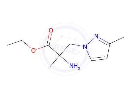 Chemical structure of Ethyl 2-amino-2-methyl-3-(3-methyl-1h-pyrazol-1-yl)propanoate