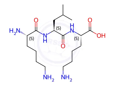 Chemical structure of (2S)-6-Amino-2-[[(2S)-2-[[(2S)-2,6-diaminohexanoyl]amino]-4-methylpentanoyl]amino]hexanoic acid