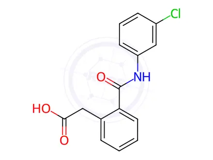 Chemical structure of 2-{2-[(3-chloroanilino)carbonyl]phenyl}acetic acid