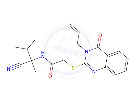 Chemical structure of 2-((3-Allyl-4-oxo-3,4-dihydroquinazolin-2-yl)thio)-N-(2-cyano-3-methylbutan-2-yl)acetamide