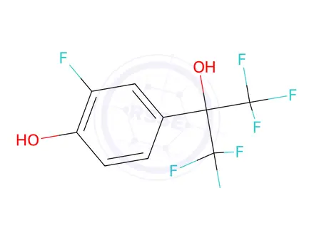 Chemical structure of 2-Fluoro-4-(1,1,1,3,3,3-hexafluoro-2-hydroxypropan-2-yl)phenol