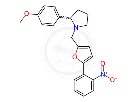 Chemical structure of 2-(4-methoxyphenyl)-1-{[5-(2-nitrophenyl)furan-2-yl]methylpyrrolidine