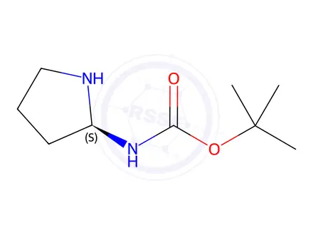 Chemical structure of (2S)-N-(tert-Butoxycarbonyl)-2-pyrrolidinamine