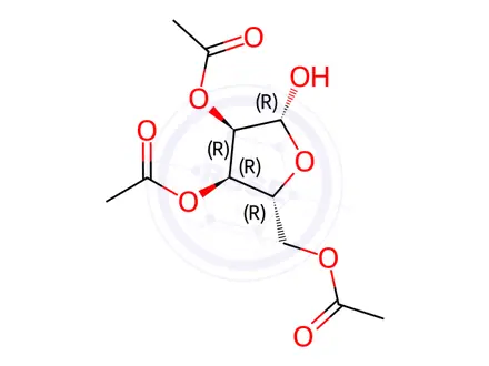 Chemical structure of (2R,3R,4R,5R)-2-(Acetoxymethyl)-5-hydroxytetrahydrofuran-3,4-diyl Diacetate