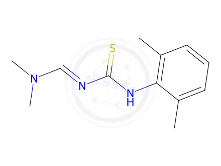 Chemical structure of N'-((2,6-dimethylphenyl)carbamothioyl)-N,N-dimethylformimidamide