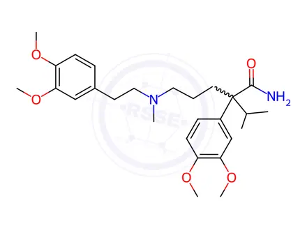 Chemical structure of 5-((3,4-Dimethoxyphenethyl)(methyl)amino)-2-(3,4-dimethoxyphenyl)-2-isopropylpentanamide