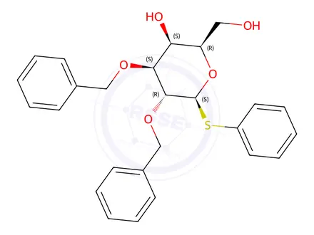 Chemical structure of (2R,3S,4S,5R,6S)-4,5-Bis(benzyloxy)-2-(hydroxymethyl)-6-(phenylthio)tetrahydro-2H-pyran-3-ol
