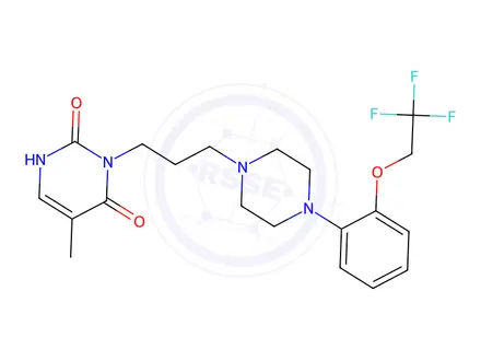 Chemical structure of 5-METHYL-3-[3-[3-[4-[2-(2,2,2-TRIFLUOROETHOXY)PHENYL]-1-PIPERAZINYL]PROPYL]-2,4-(1H,3H)-PYRIMIDINEDIONE] HYDROCHLORIDE