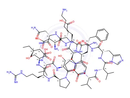 Chemical structure of L-Threonine, L-a-aspartyl-L-a-glutaMyl-L-asparaginyl-L-prolyl-L-valyl-L-valyl-L-histidyl-L-phenylalanyl-L-phenylalanyl-L-lysyl-L-asparaginyl-L-isoleucyl-L-valyl-L-thre onyl-L-prolyl-L-arginy