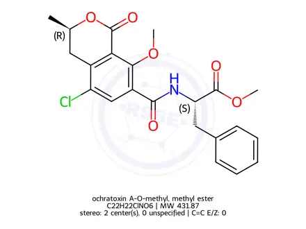 Chemical structure of ochratoxin A-O-methyl, methyl ester