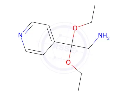 Chemical structure of 2,2-diethoxy-2-(pyridin-4-yl)ethan-1-amine