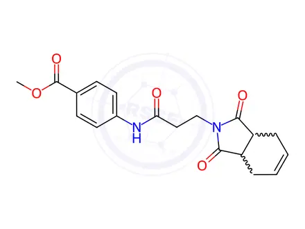 Chemical structure of Benzoic acid, 4-[[3-(1,3,3a,4,7,7a-hexahydro-1,3-dioxo-2H-isoindol-2-yl)-1-oxopropyl]amino]-, methyl ester