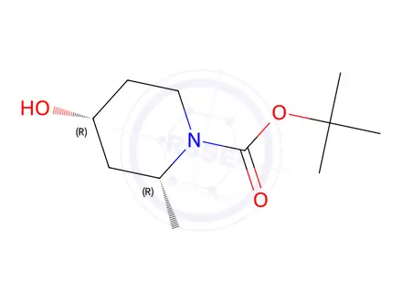 Chemical structure of (2R,4R)-tert-Butyl 4-hydroxy-2-methylpiperidine-1-carboxylate