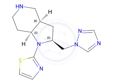 Chemical structure of 2-((2S,3AR,7aS)-2-((1H-1,2,4-triazol-1-yl)methyl)octahydro-1H-pyrrolo[3,2-c]pyridin-1-yl)thiazole