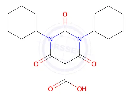 Chemical structure of 1,3-dicyclohexyl-2,4,6-trioxohexahydropyrimidine-5-carboxylic acid