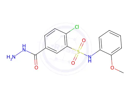 Chemical structure of 2-Chloro-5-(hydrazinecarbonyl)-n-(2-methoxyphenyl)benzene-1-sulfonamide