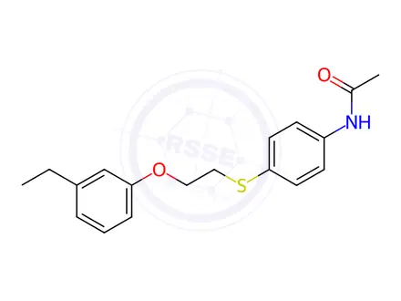 Chemical structure of Acetamide, N-[4-[[2-(3-ethylphenoxy)ethyl]thio]phenyl]-