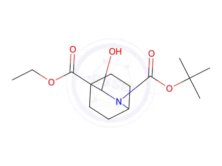Chemical structure of 2-(Tert-butyl) 4-ethyl 3-hydroxy-2-azabicyclo[2.2.2]Octane-2,4-dicarboxylate