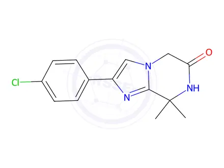 Chemical structure of 2-(4-Chlorophenyl)-8,8-dimethyl-7,8-dihydroimidazo[1,2-a]pyrazin-6(5H)-one