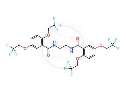 Chemical structure of N-(2-{[2,5-bis(2,2,2-trifluoroethoxy)phenyl]formamido}ethyl)-2,5-bis(2,2,2-trifluoroethoxy)benzamide