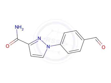 Chemical structure of 1-(4-Formylphenyl)-1H-pyrazole-3-carboxamide