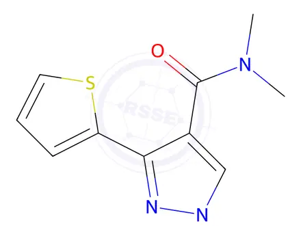 Chemical structure of N,N,1-Trimethyl-3-(thiophen-2-yl)-1H-pyrazole-4-carboxamide