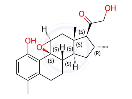 Chemical structure of 2-Hydroxy-1-((4bS,5aS,6aS,7S,8R,9aS,9bS)-4-hydroxy-1,6a,8-trimethyl-5a,6,6a,7,8,9,9a,9b,10,11-decahydrocyclopenta[1,2]phenanthro[4,4a-b]oxiren-7-yl)ethanone