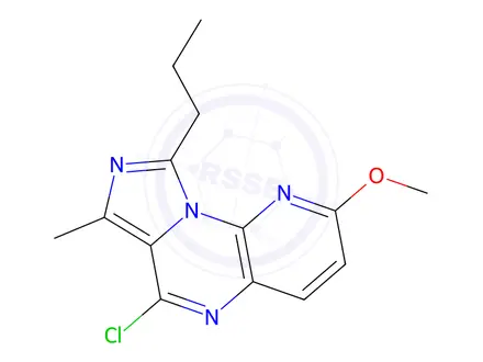 Chemical structure of 6-chloro-2-methoxy-7-methyl-9-propylimidazo[1,5-a]pyrido[3,2-e]pyrazine