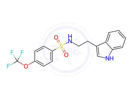 Chemical structure of N-(2-(1H-indol-3-yl)ethyl)-4-(trifluoromethoxy)benzenesulfonamide