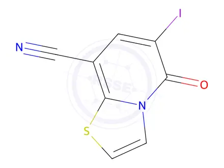 Chemical structure of 6-Iodo-5-oxo-5H-thiazolo[3,2-a]pyridine-8-carbonitrile