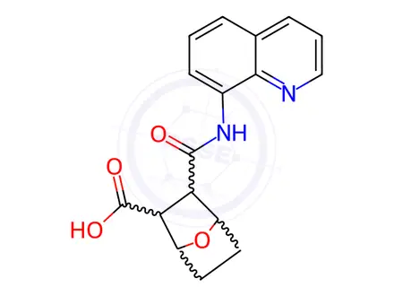 Chemical structure of 3-(Quinolin-8-ylcarbamoyl)-7-oxabicyclo[2.2.1]heptane-2-carboxylic acid