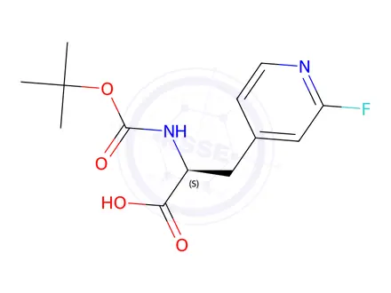 Chemical structure of (S)-2-((tert-butoxycarbonyl)amino)-3-(2-fluoropyridin-4-yl)propanoic acid