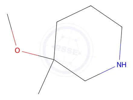 Chemical structure of 3-methoxy-3-methylpiperidine