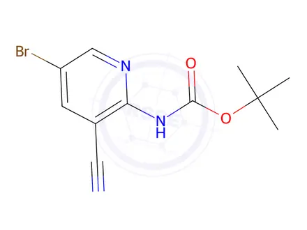 Chemical structure of tert-Butyl (5-bromo-3-cyanopyridin-2-yl)carbamate