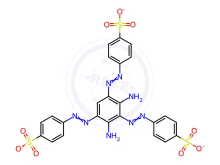 Chemical structure of trisodium 4,4',4''-[(2,4-diaminobenzene-1,3,5-triyl)tris(azo)]tris[benzenesulphonate]