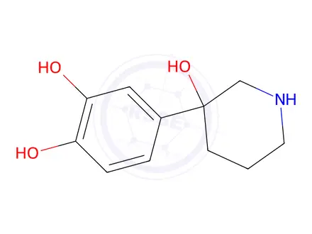 Chemical structure of 1,2-Benzenediol, 4-(3-hydroxy-3-piperidinyl)-(9CI)
