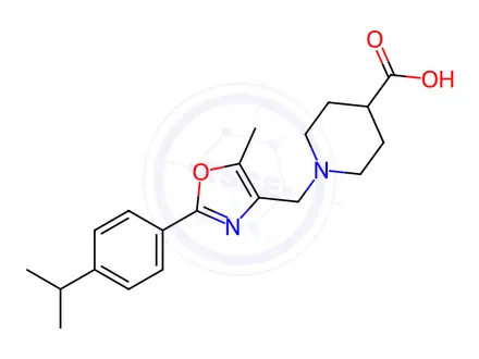 Chemical structure of 1-{[2-(4-Isopropylphenyl)-5-methyl-1,3-oxazol-4-yl]methyl}piperidine-4-carboxylic acid