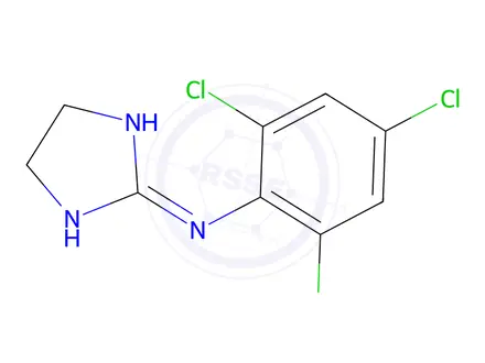Chemical structure of CLONIDINE IMPURITIES(2,4,6-Trichloro-N-(imidazolidin-2-ylidene)aniline)