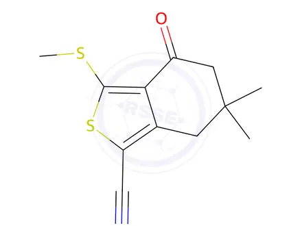 Chemical structure of 6,6-Dimethyl-3-(Methylthio)-4-Oxo-4,5,6,7-Tetrahydrobenzo[C]Thiophene-1-Carbonitrile