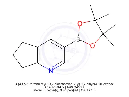 Chemical structure of 3-(4,4,5,5-tetramethyl-1,3,2-dioxaborolan-2-yl)-6,7-dihydro-5H-cyclopenta[b]pyridine