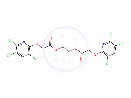 Chemical structure of Ethane-1,2-diyl bis{[(3,5,6-trichloropyridin-2-yl)oxy]acetate}