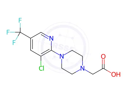 Chemical structure of 2-{4-[3-chloro-5-(trifluoromethyl)-2-pyridinyl]piperazino}acetic acid