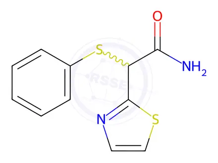 Chemical structure of alpha-Phenylthio-2-thiazoleacetamide
