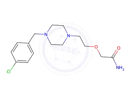 Chemical structure of [2-[4-[4-chlorophenylmethyl]-1-piperazinyl]-ethoxy]acetamide