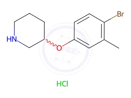 Chemical structure of 3-(4-Bromo-3-methylphenoxy)piperidine hydrochloride