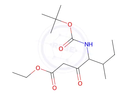 Chemical structure of ethyl (4S,5S)-4-((tert-butoxycarbonyl)amino)-5-methyl-3-oxoheptanoate