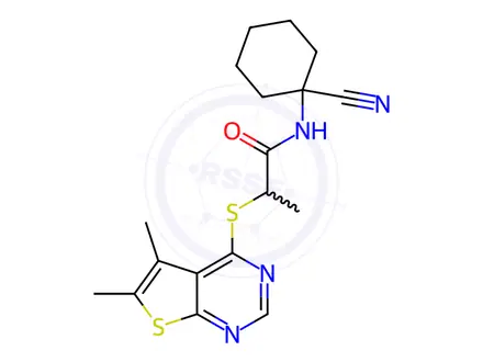 Chemical structure of N-(1-Cyanocyclohexyl)-2-((5,6-dimethylthieno[2,3-d]pyrimidin-4-yl)thio)propanamide
